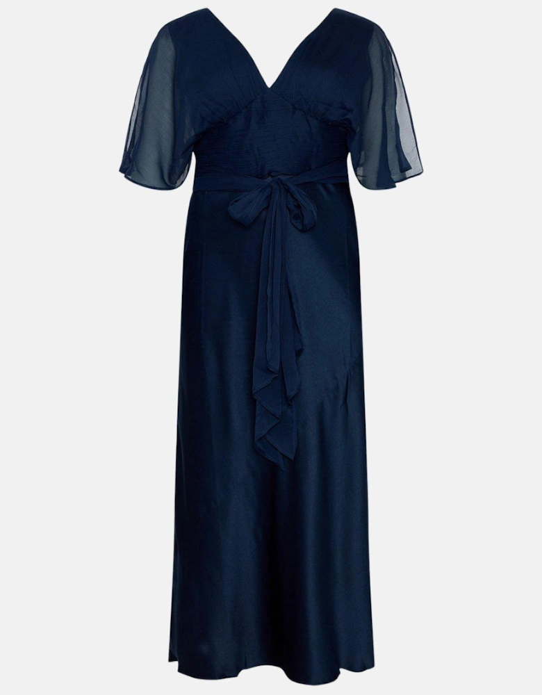 Plus Size Angel Sleeve Satin Maxi Dress