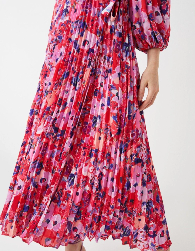 Premium Pleated Maxi Wrap Dress