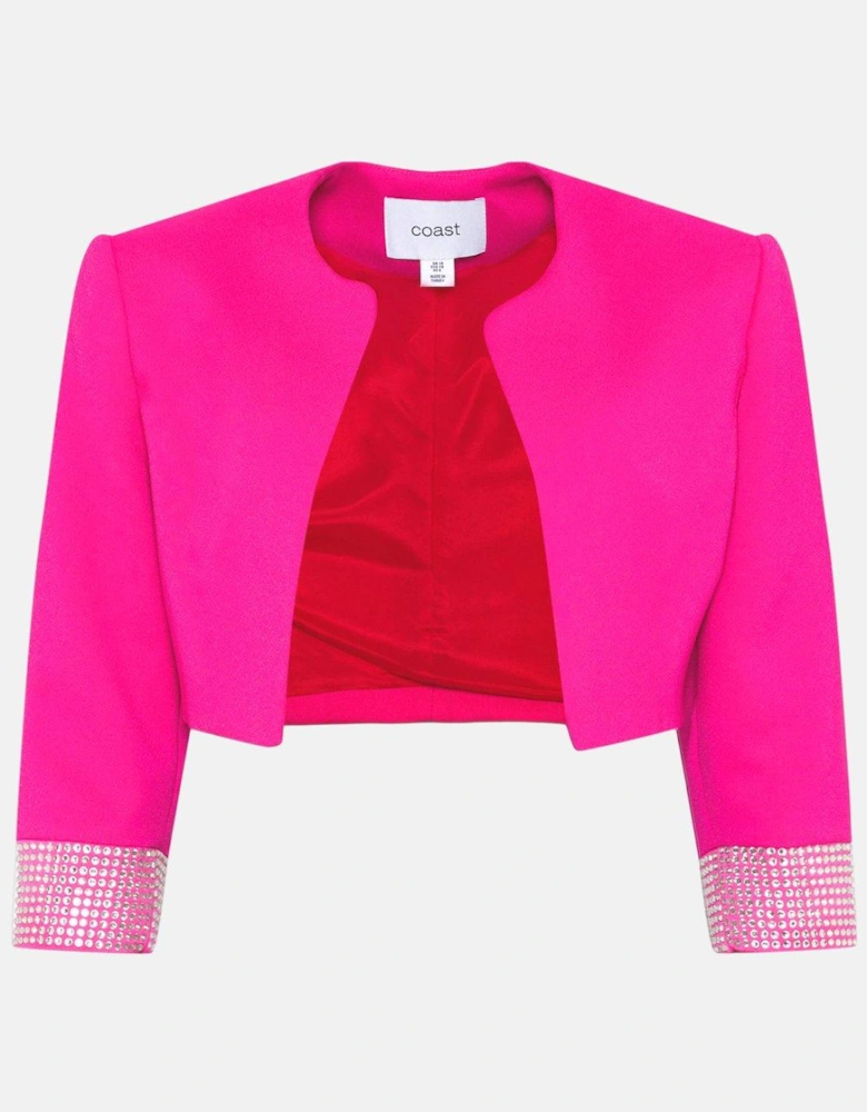 Cropped Jacket With Diamante Trim
