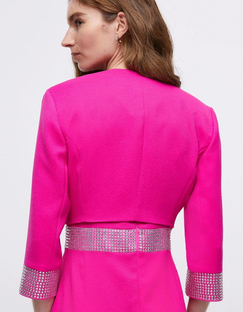 Cropped Jacket With Diamante Trim