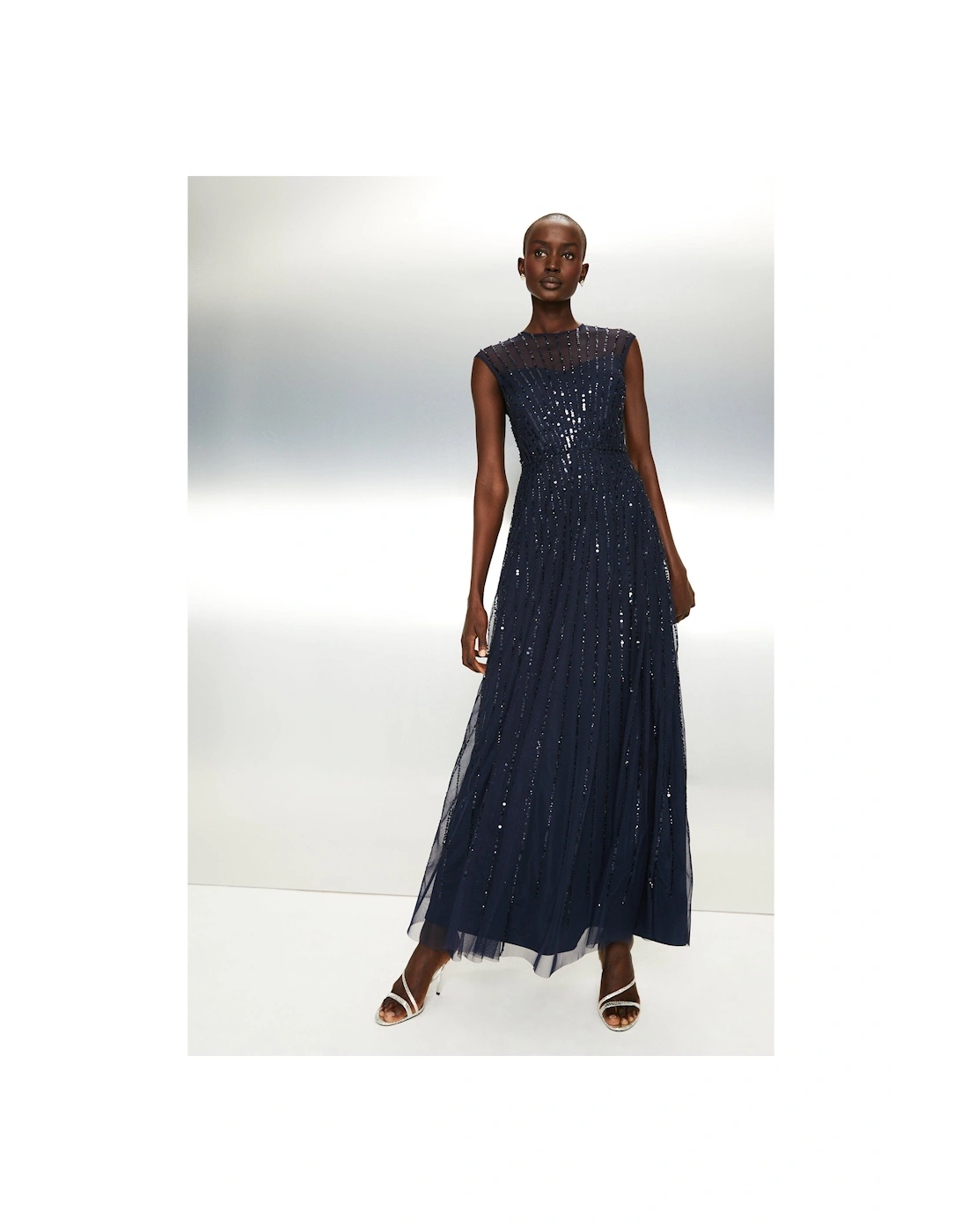 Linear Sequin Embellished Mesh Maxi Dress, 4 of 3