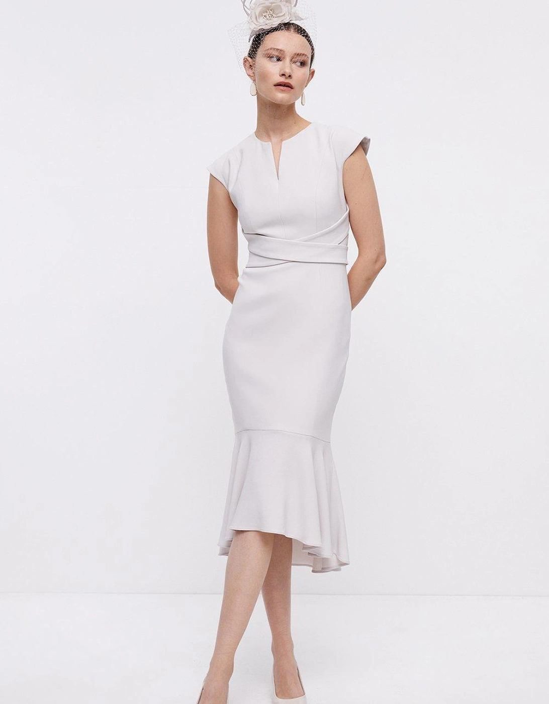 Pencil Dress With Cross Waist & Fishtail, 5 of 4