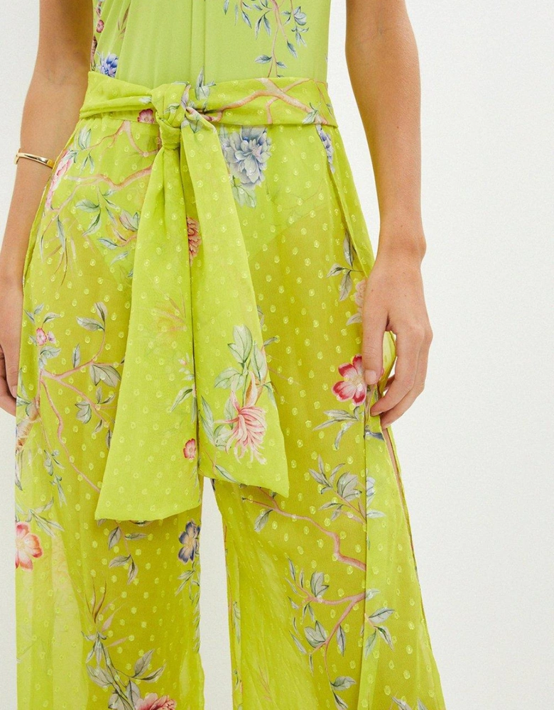 Printed Clipped Side Split Beach Cover Trousers