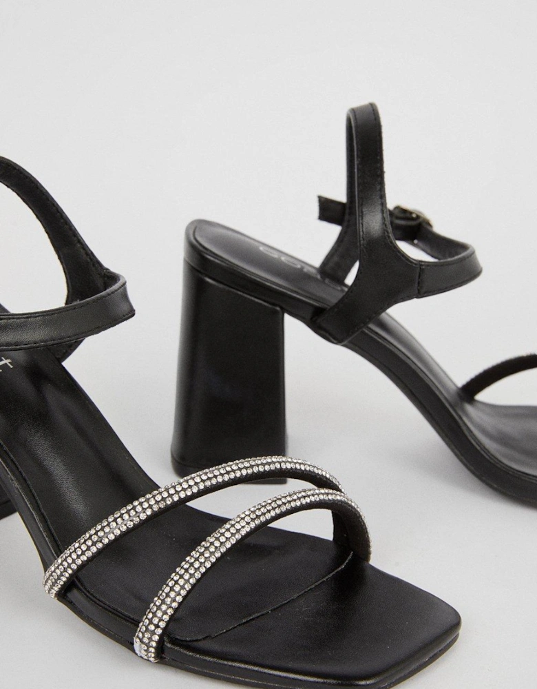 Diamante Double Strap Heeled Sandals