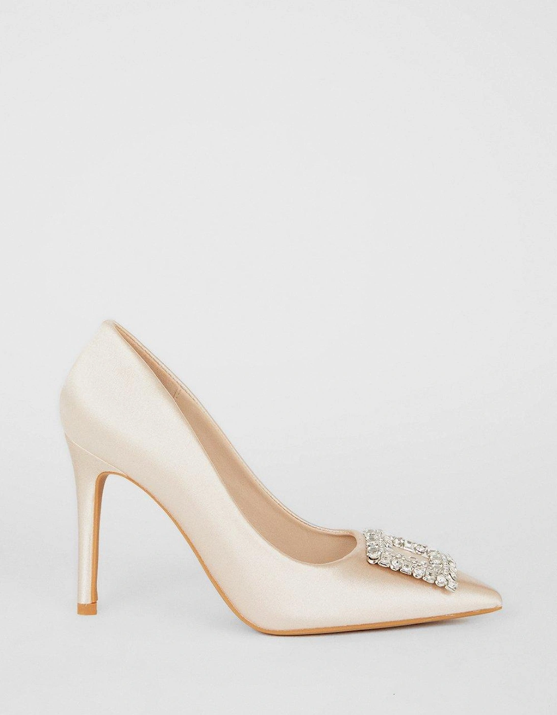 Tabitha Satin Diamante Brooch Stiletto Court Shoes
