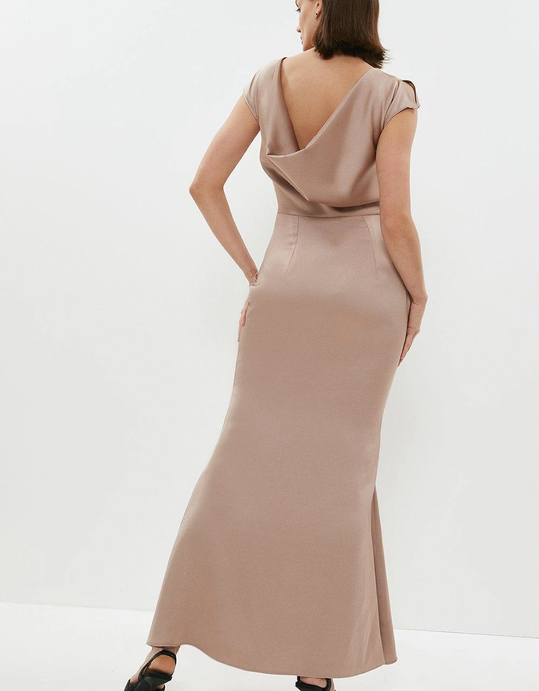 Premium Ruffle Skirt Cowl Back Maxi Dress