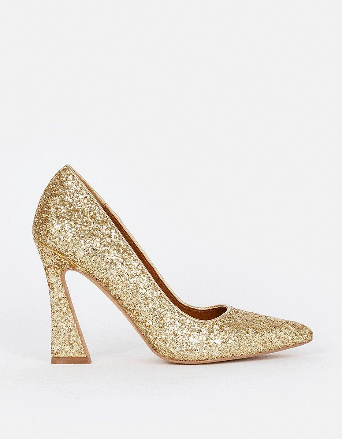 Glitter Flared Heel Court Shoe, 4 of 3