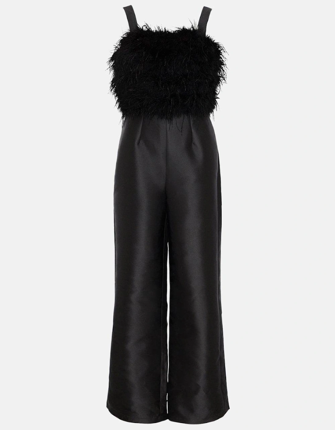 Feather Bodice Twill Trouser Jumpsuit
