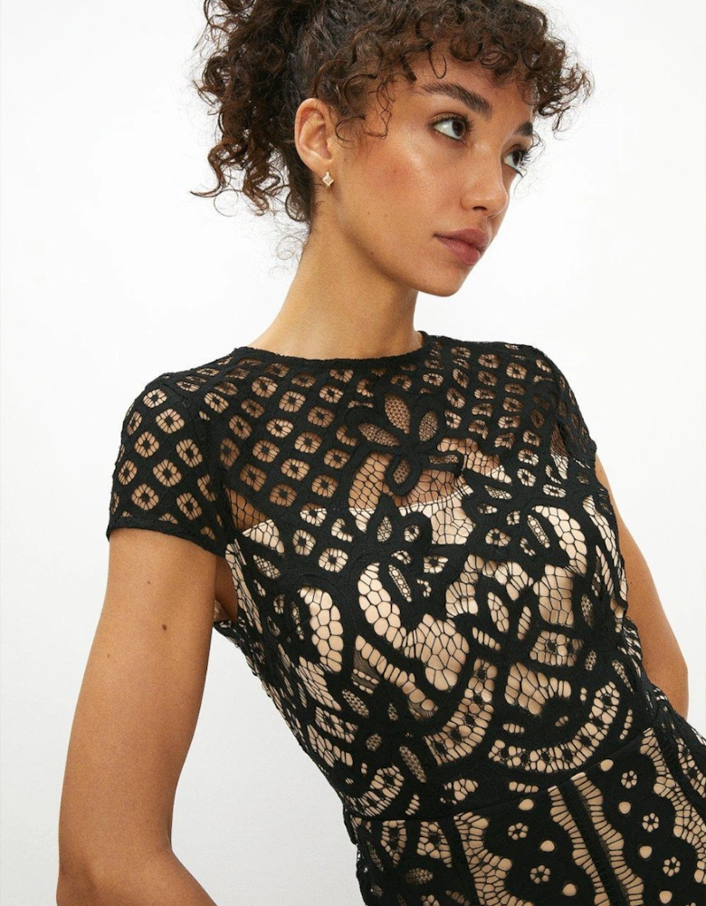 Capped Sleeve Lace Dress