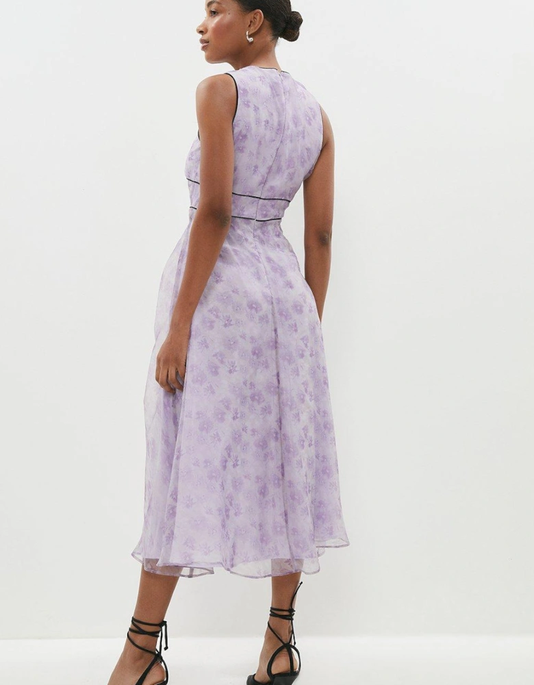 A Line Midi Dress With Piping Detail