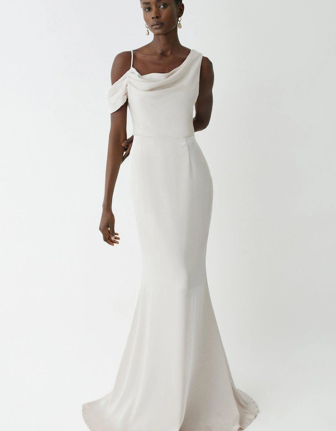 Satin Asymmetrical Neckline Bridesmaids Dress, 4 of 3