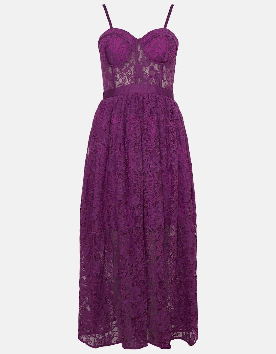 Lace Bustier Midi Dress