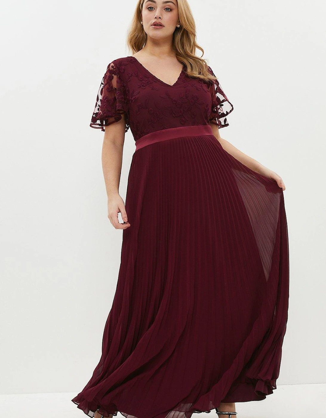 Plus Size V Neck Embroidered Maxi Dress, 5 of 4