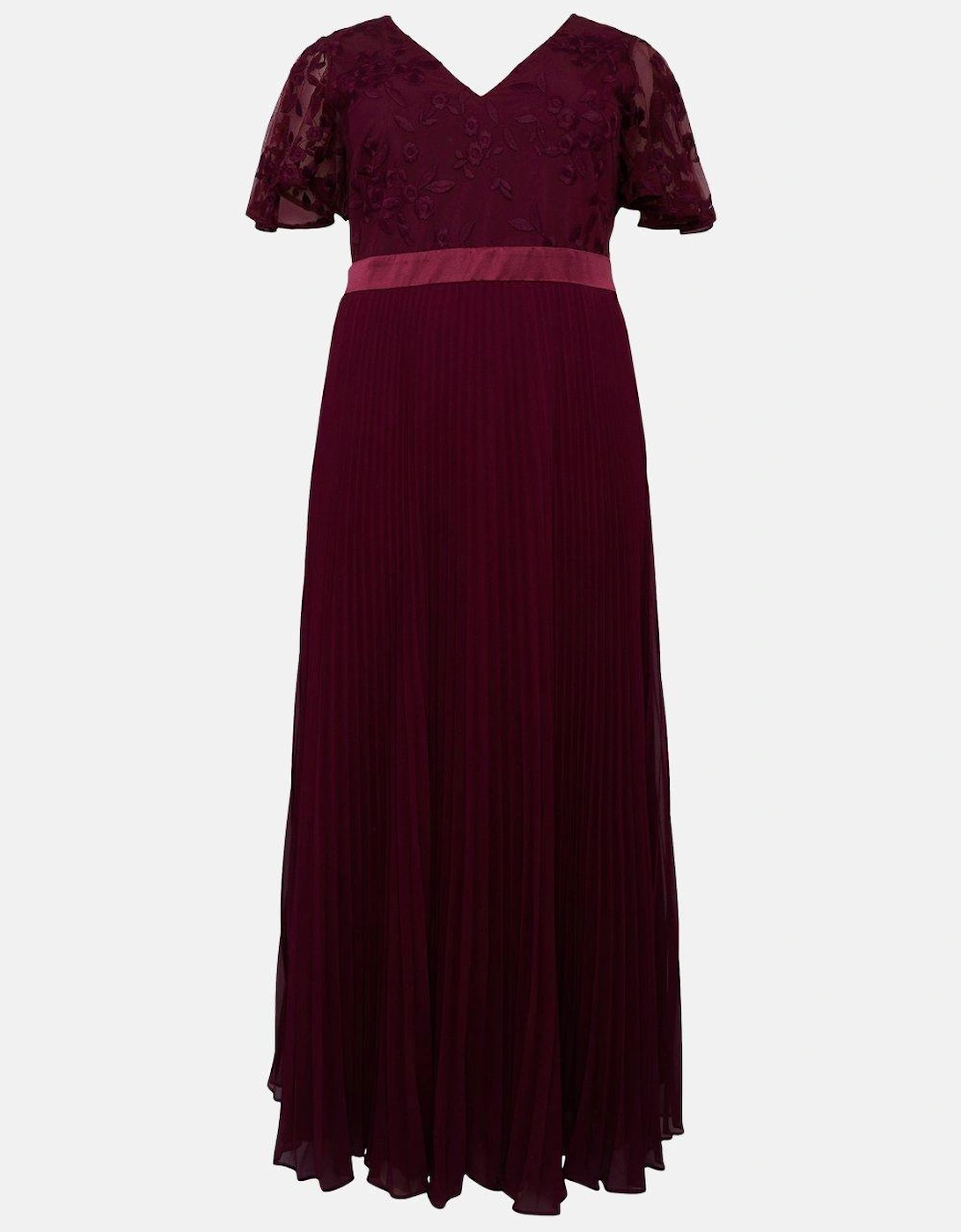 Plus Size V Neck Embroidered Maxi Dress