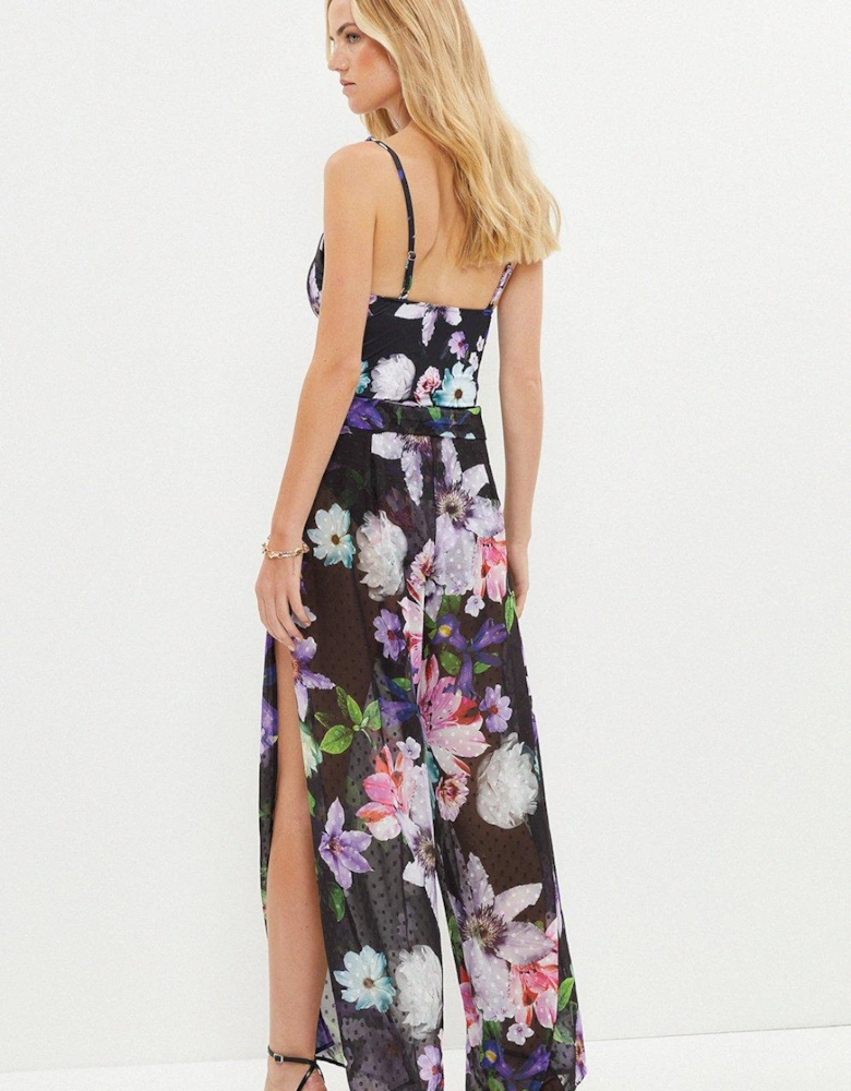 Printed Clipped Side Split Beach Cover Trousers