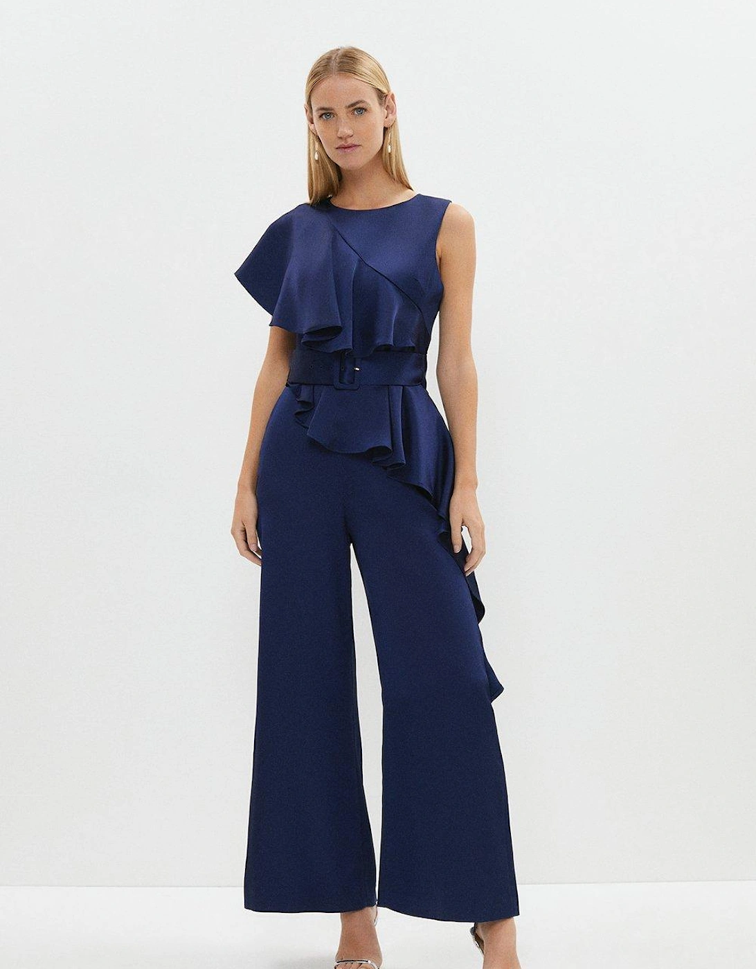 Frill Detail Belted Satin Jumpsuit, 6 of 5