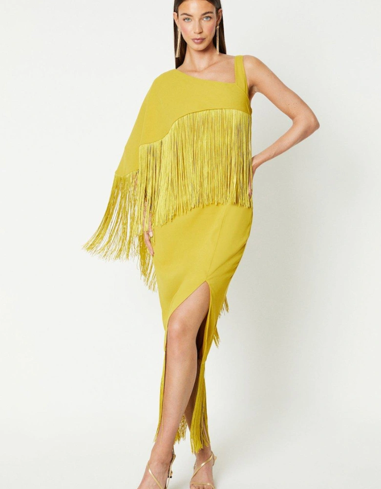 One Shoulder Dress With Fringing