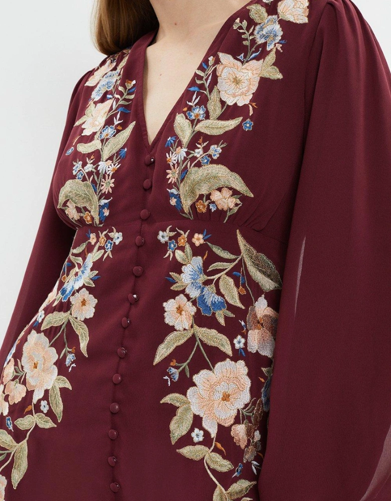 Mirrored Orchid Button Through Midi Dress