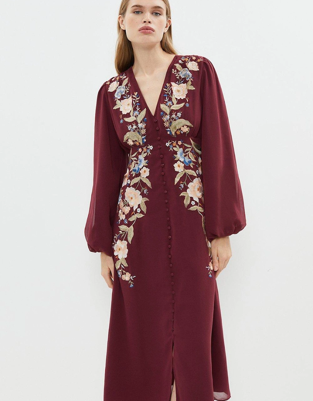 Mirrored Orchid Button Through Midi Dress, 6 of 5