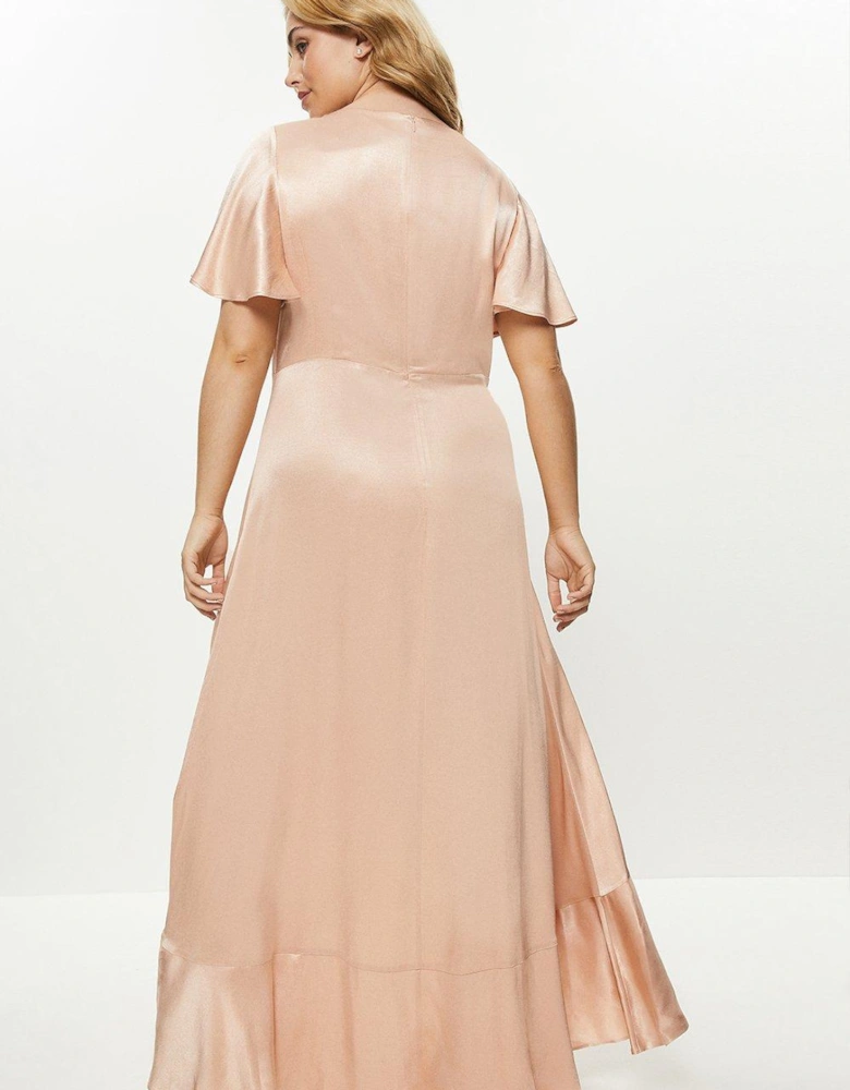 Plus Size Angel Sleeve Wrap Front Maxi Dress