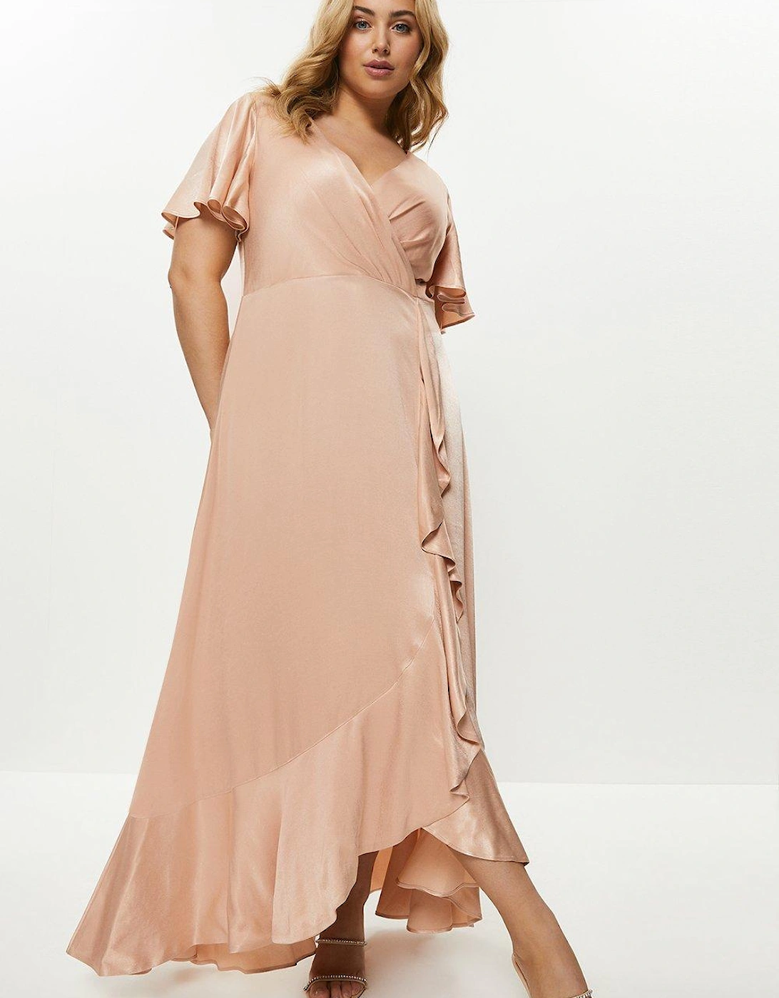 Plus Size Angel Sleeve Wrap Front Maxi Dress, 5 of 4