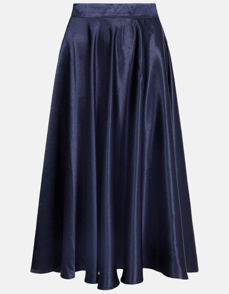 Structured Satin Midi Skirt