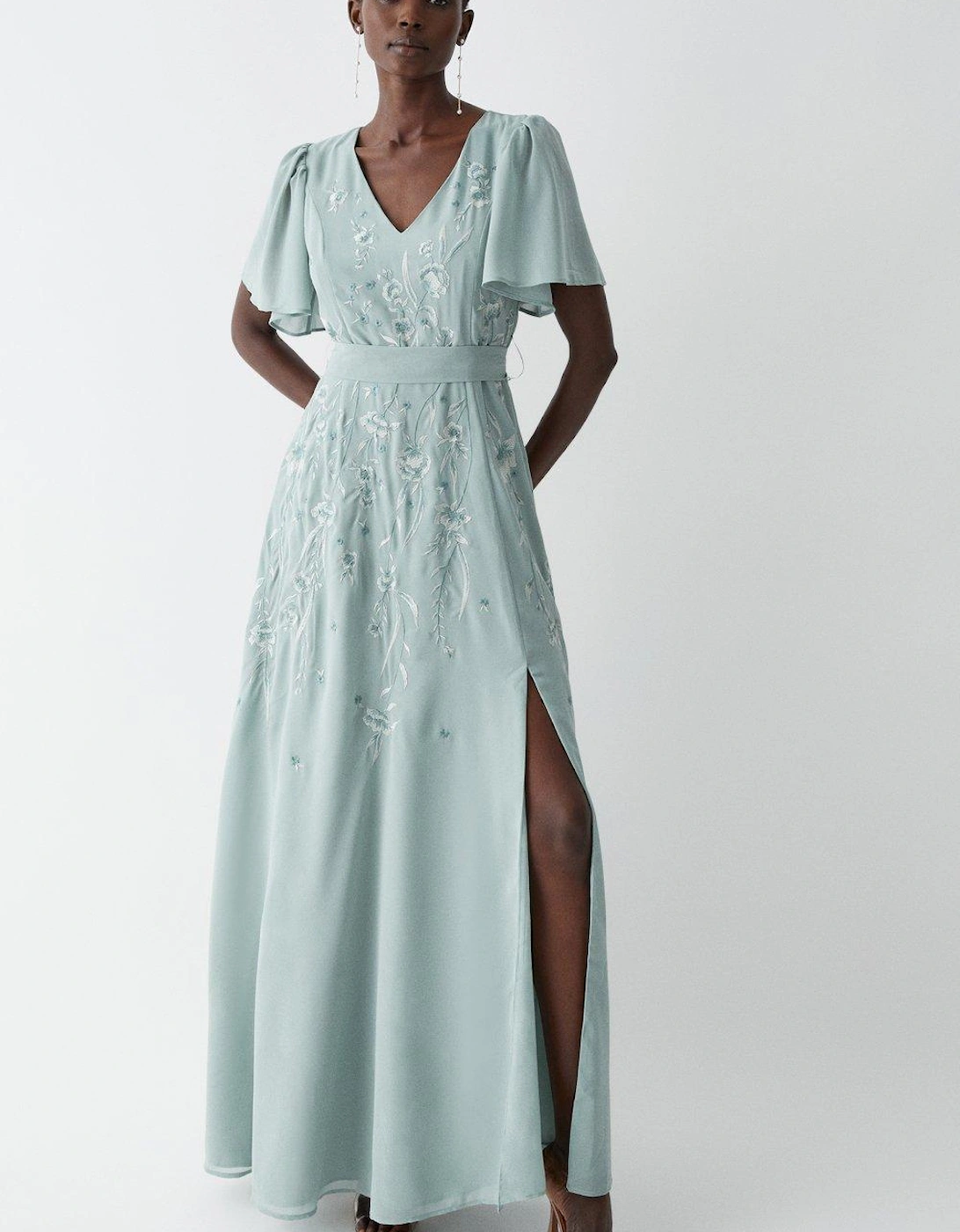 Premium Floral Embroidered Bridesmaids Maxi Dress, 4 of 3