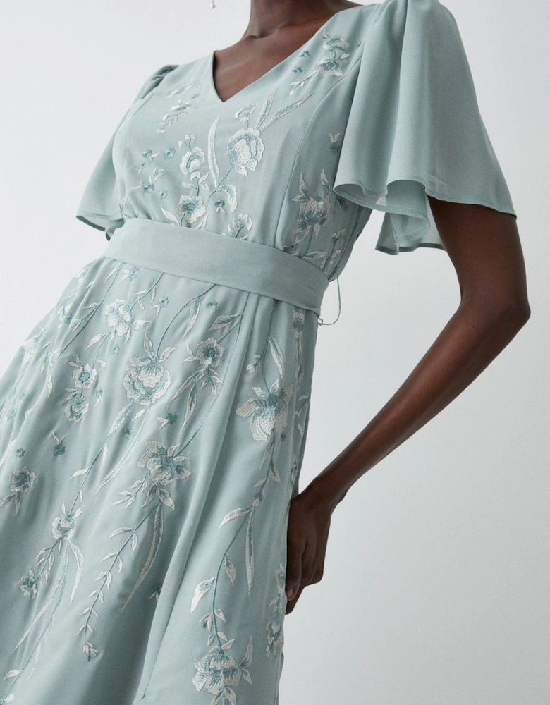 Premium Floral Embroidered Bridesmaids Maxi Dress