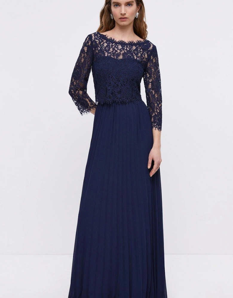 Removable Lace Top Two In One Bandeau  Bridesmaid Dress