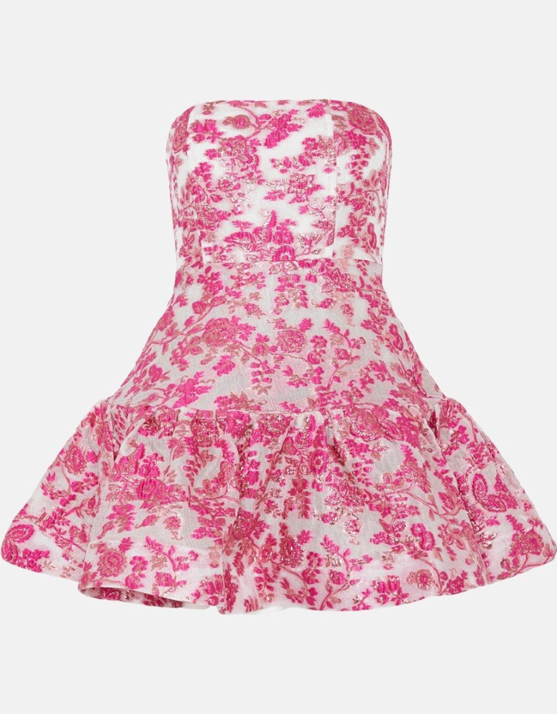 Jacquard Bandeau Full Skirt Mini Dress