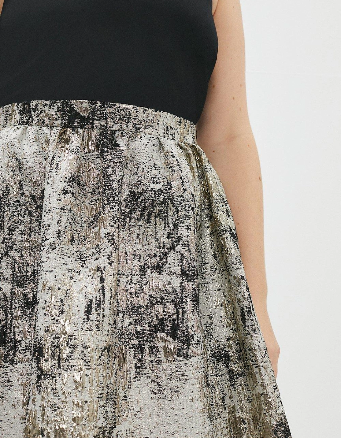 Plus Size Premium Jacquard Skirt Halter Top Midi Dress