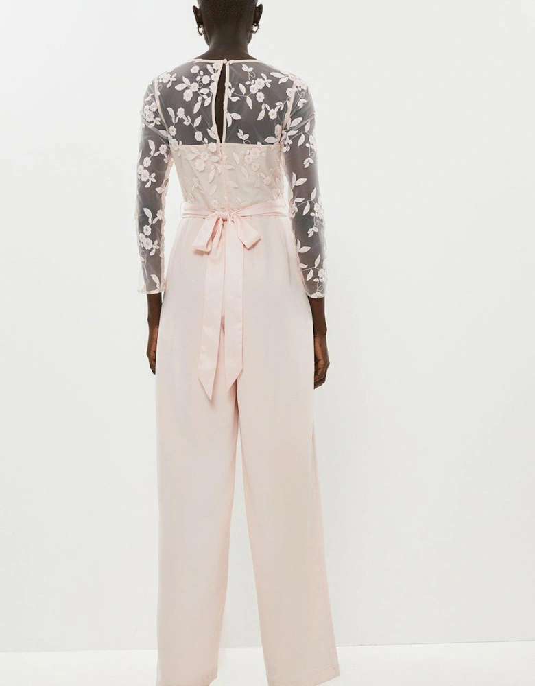 Embroidered Top Wide Leg Jumpsuit