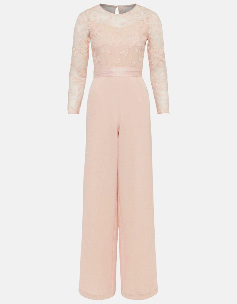 Embroidered Top Wide Leg Jumpsuit