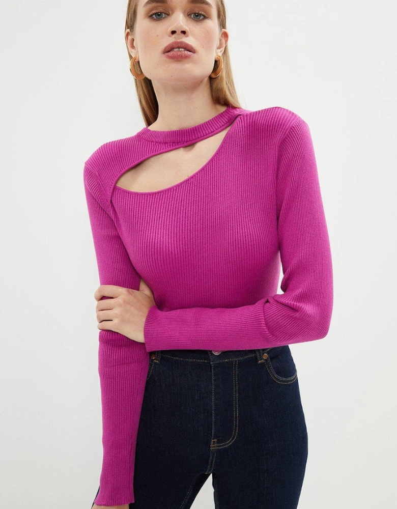 Cut Out Ribbed Knitted Top