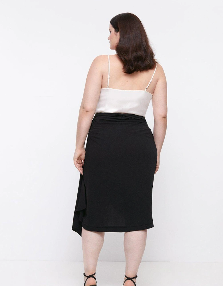 Plus Size Wrap Drape Midi Skirt