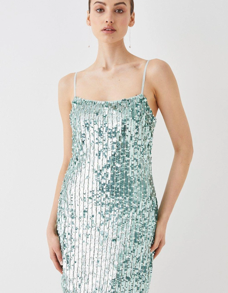 Sequin And Pearl Hand Embellished Mini Dress