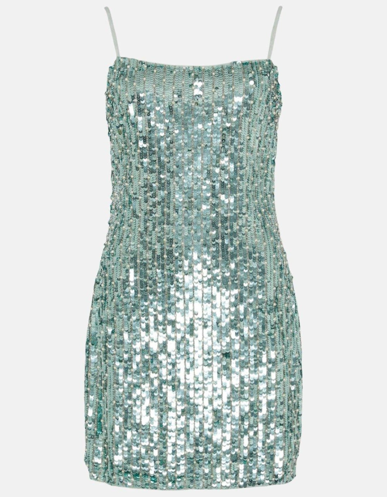 Sequin And Pearl Hand Embellished Mini Dress