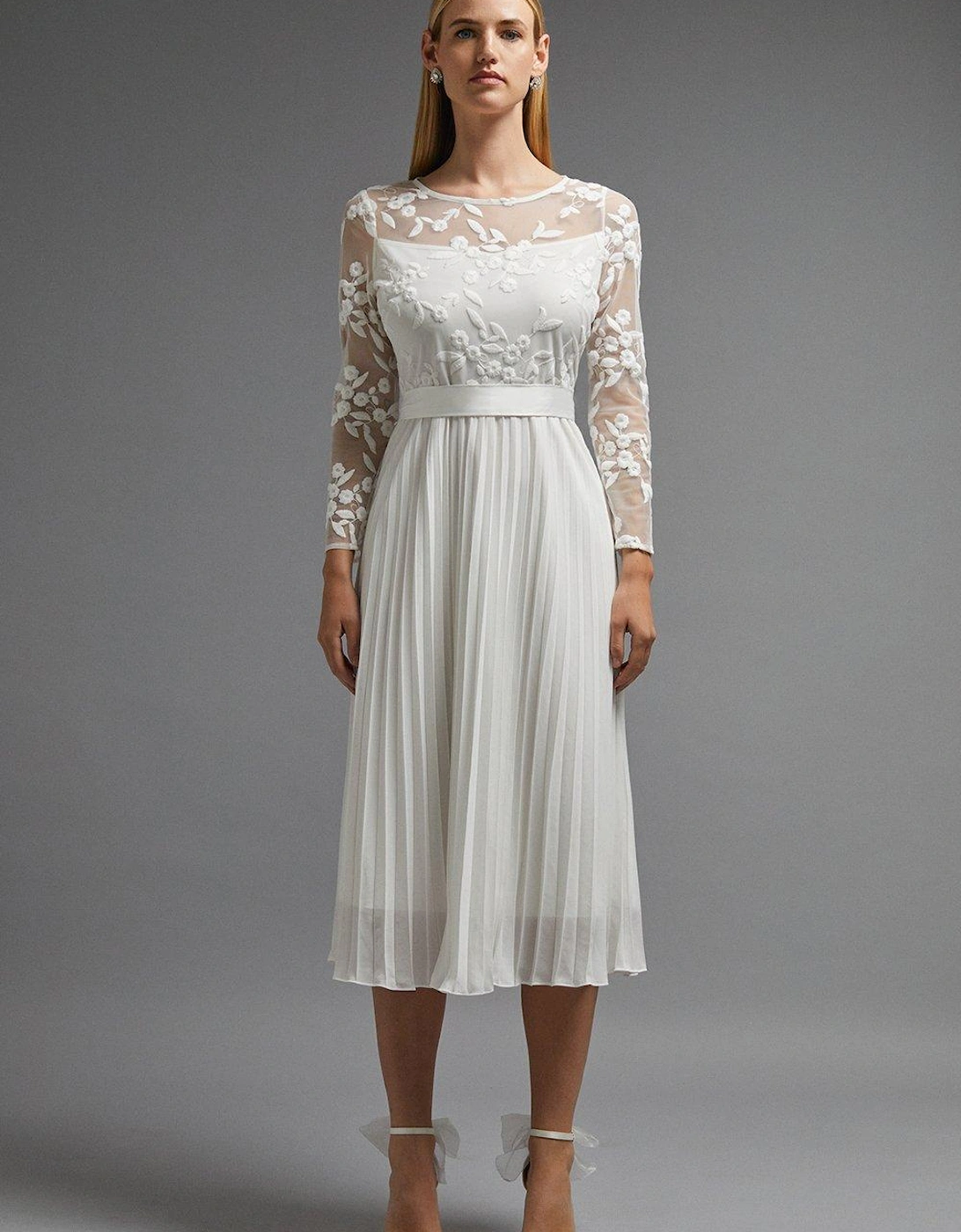 Embroidered Long Sleeve Midi Dress, 6 of 5