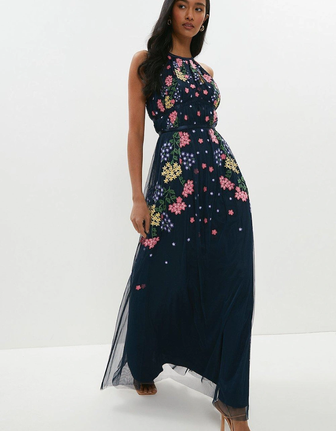 Embroidered Halter Neck Maxi Dress, 5 of 4