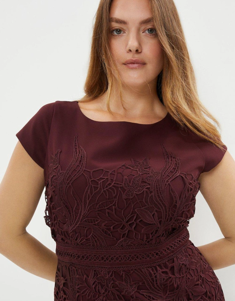 Plus Size Lace Dress With Crepe