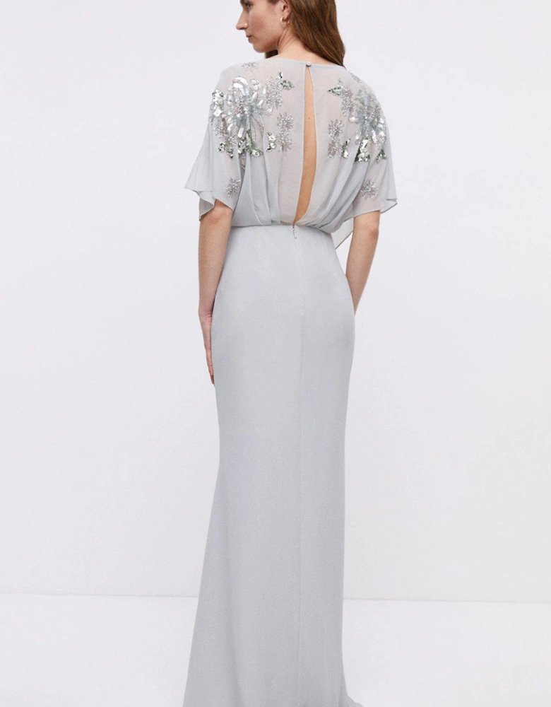 Wrap Top Sequin Kyoto Embellished Bridesmaids Maxi Dress