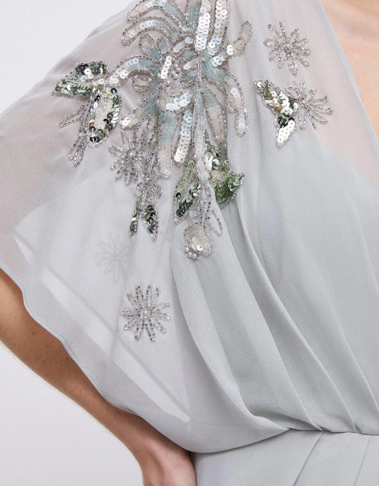 Wrap Top Sequin Kyoto Embellished Bridesmaids Maxi Dress