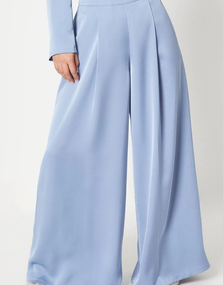 Petite Satin Wide Leg Trouser