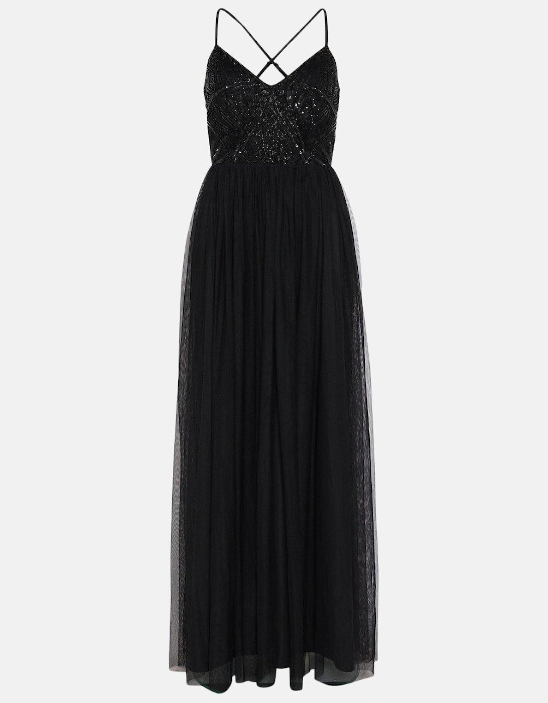 Embellished Bodice Cami Tulle Maxi Dress