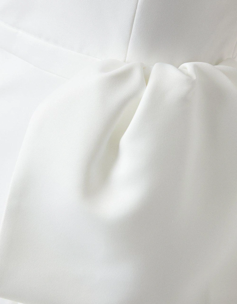 Structured Satin Statement Bow One Shoulder Bridal Dress