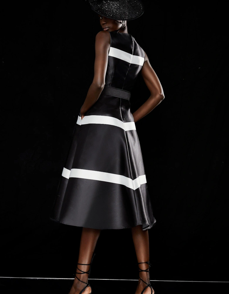 Structured Twill Full Skirted Midi Dress