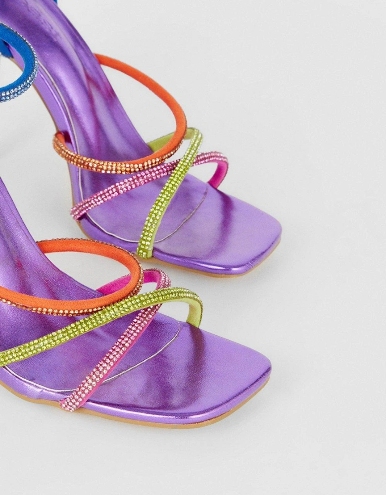 Rainbow Gem Strappy Heeled Sandal