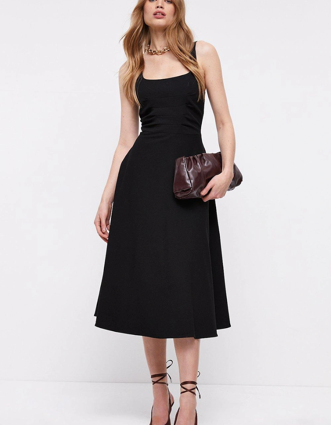 Premium Pleat Bodice Midi Dress With Full Skirt, 6 of 5