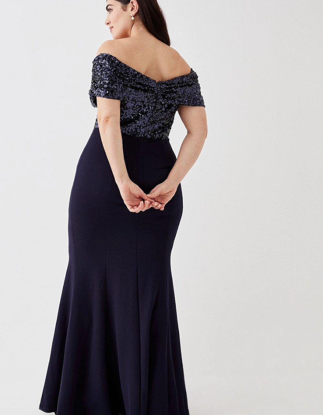 Plus Size Sequin Top Bodycon Bridesmaid Maxi Dress
