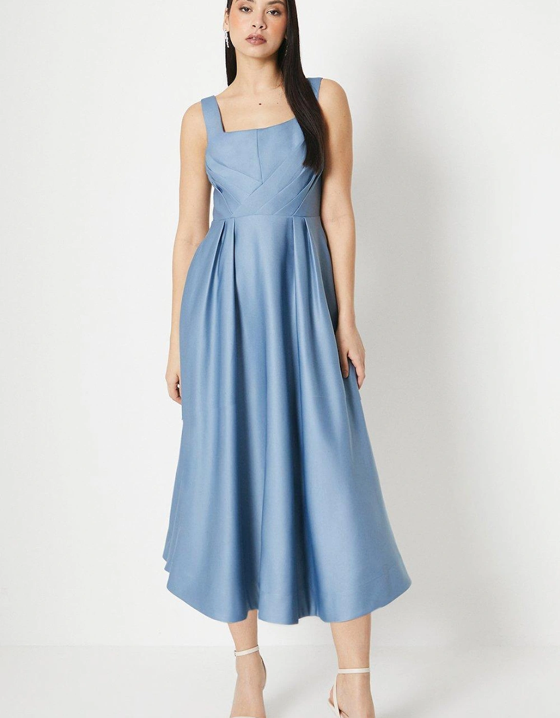 Panelled Bodice Satin Midi Dress, 6 of 5